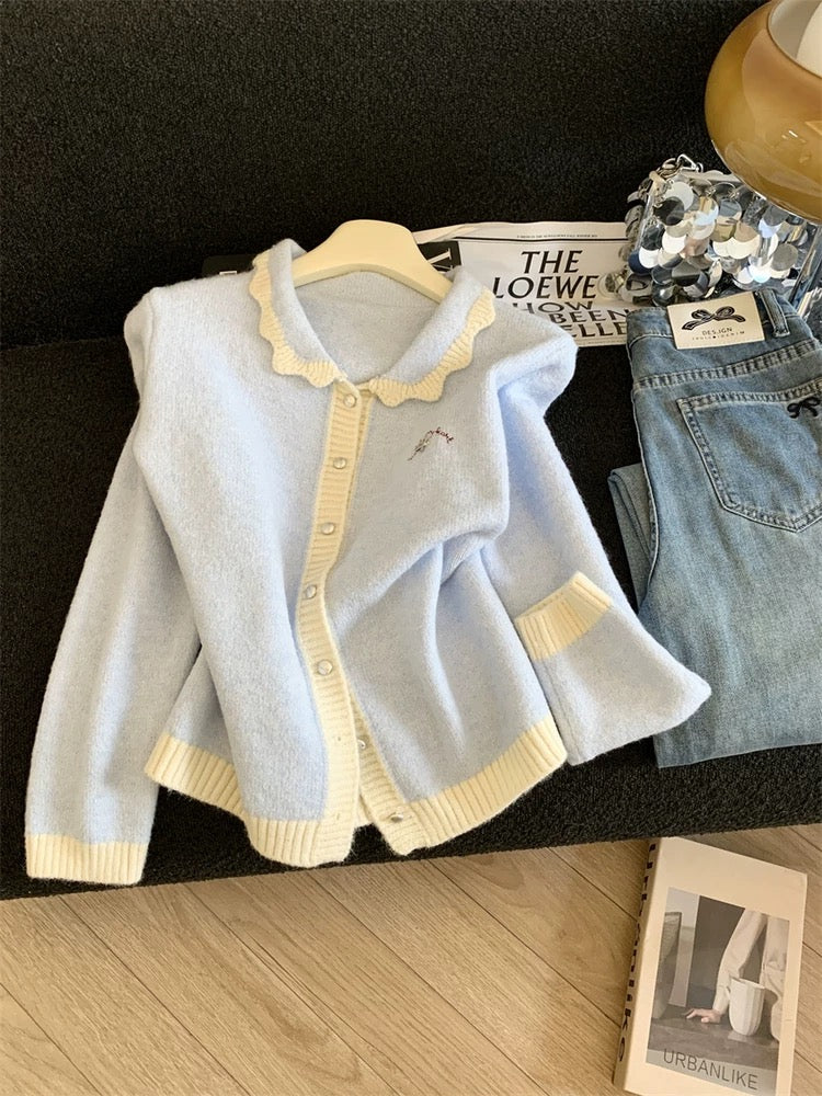 Jade Closet direct store recommendation ~ Medela sweet and spicy style doll collar knitted cardigan sweater coat autumn and winter