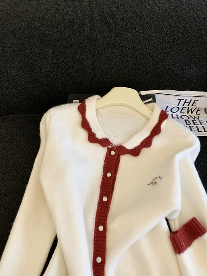 Jade Closet direct store recommendation ~ Medela sweet and spicy style doll collar knitted cardigan sweater coat autumn and winter