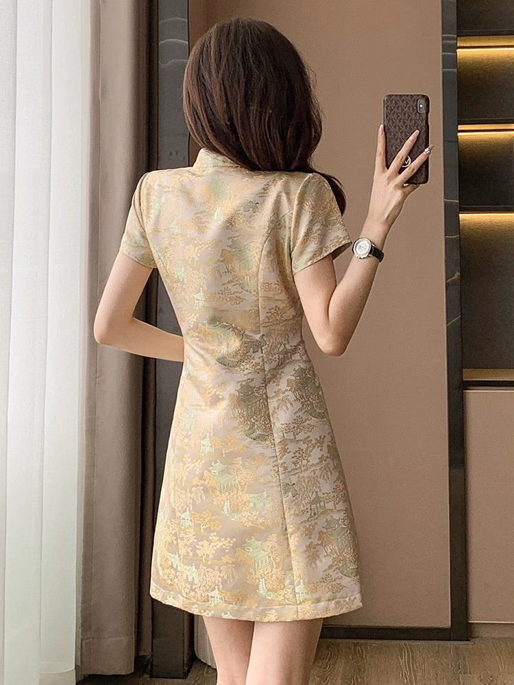 2024 summer new new Chinese style improved cheongsam dress women's high-end stand collar tassel buckle national style skirt