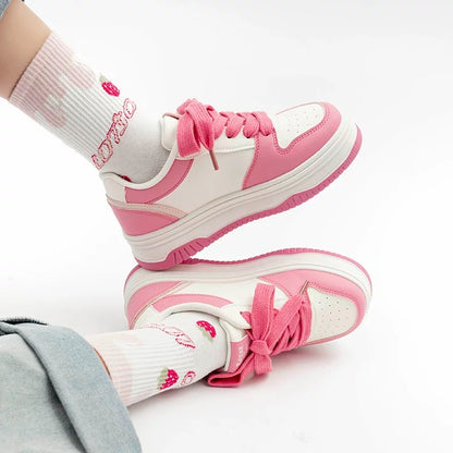 BEIER summer white shoes women's thick-soled original casual breathable sports shoes 2024 new style with skirt bread shoes
