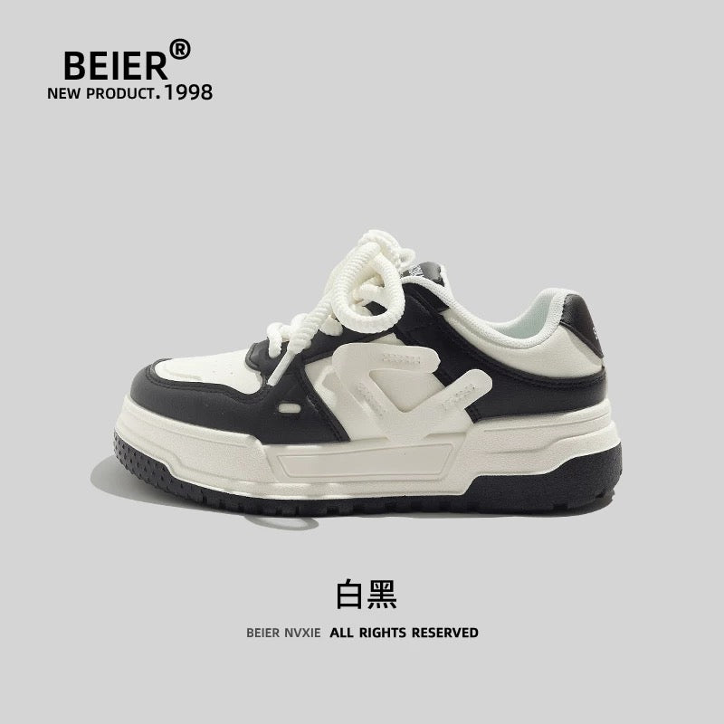 BEIER white shoes summer thick-soled versatile casual women's shoes 2024 new ins sneakers trendy bread shoes for women