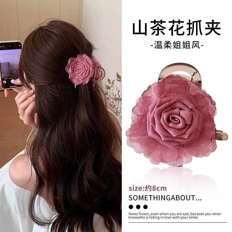 Purple Camellia Hair Claw · Elegant Half-Updo Clip · 2025 New Arrival