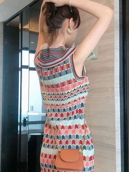 Summer high-end design niche lapel dress for small women Sanya photo seaside vacation beach dress