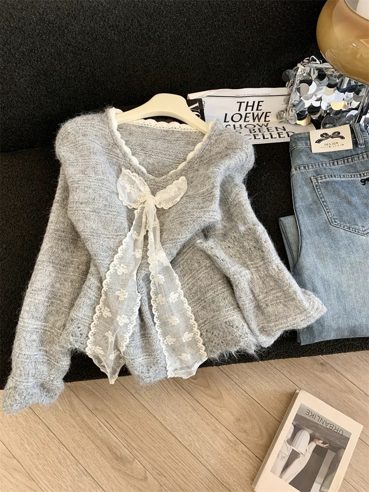 Jade Closet direct store recommendation ~ High-end sweet style lace stitching thickened pullover knitted sweater for women