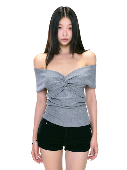 WITHMIN one-shoulder tops beautiful sexy off-shoulder hot girl short-sleeved female T-shirt summer unique beautiful women's clothing
