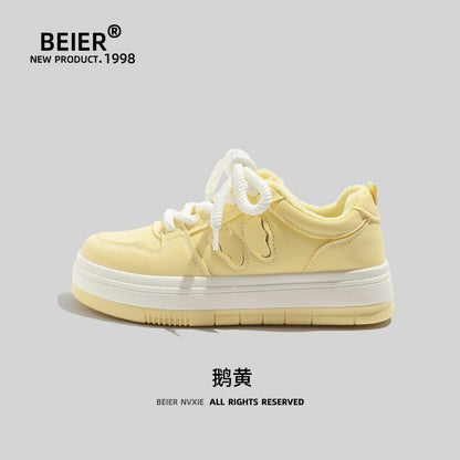 BEIER winter warm sneakers women's shoes design versatile white shoes 2024 new outer wear plus velvet cotton shoes