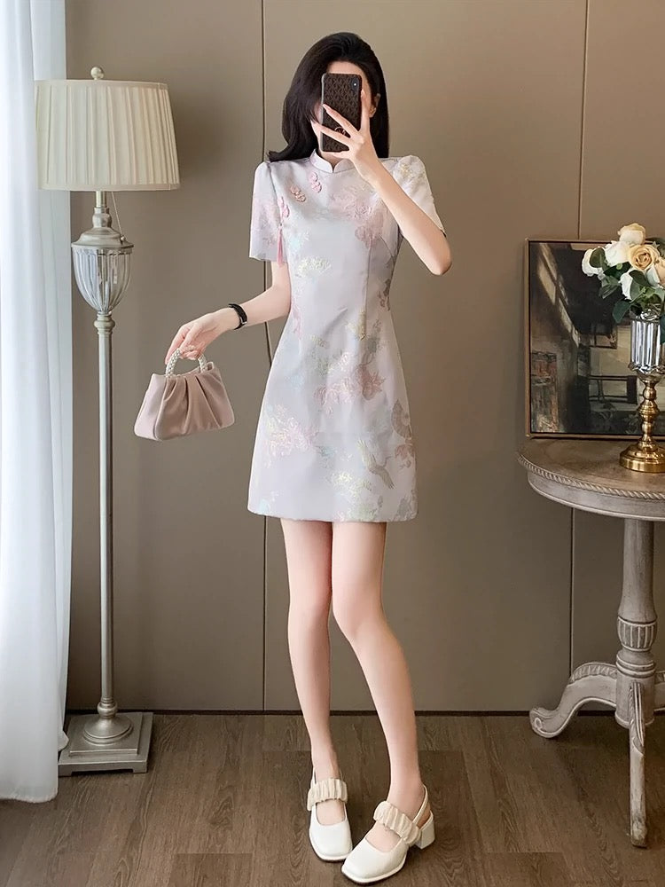 New Chinese style slimming jacquard improved cheongsam dress for women summer new small high-end A-line skirt