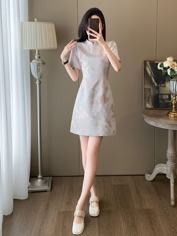 New Chinese style slimming jacquard improved cheongsam dress for women summer new small high-end A-line skirt