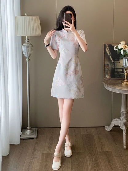 New Chinese style slimming jacquard improved cheongsam dress for women summer new small high-end A-line skirt