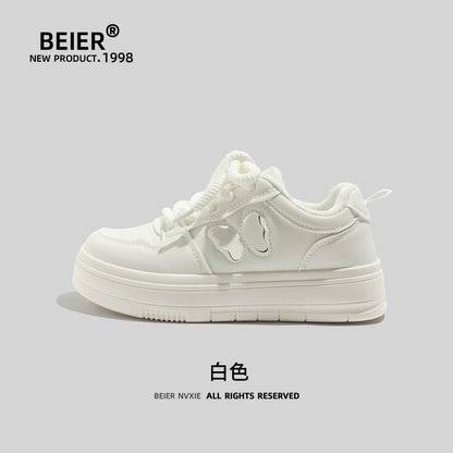 BEIER winter warm sneakers women's shoes design versatile white shoes 2024 new outer wear plus velvet cotton shoes