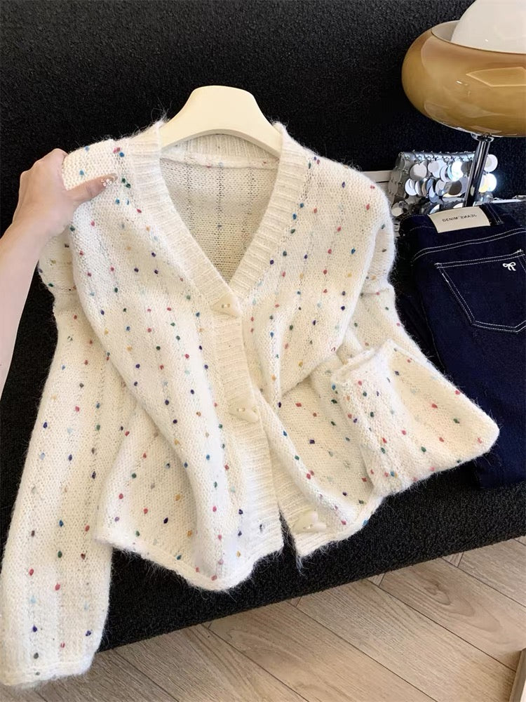 Jade Closet direct store recommendation ~ Medela sweet style thickened fashionable v-neck knitted cardigan sweater for women
