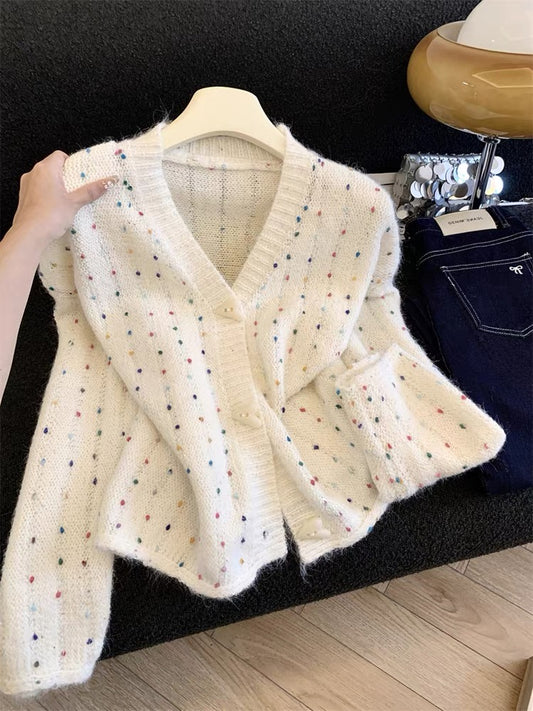 Jade Closet direct store recommendation ~ Medela sweet style thickened fashionable v-neck knitted cardigan sweater for women