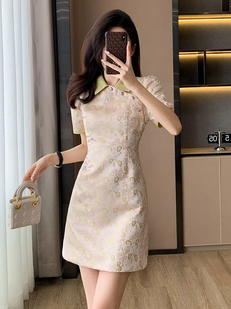 New Chinese embroidered jacquard improved cheongsam dress for women summer new high-end slim slim dress for women