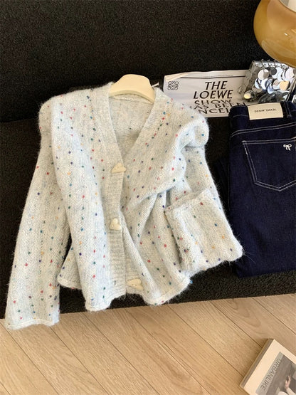 Jade Closet direct store recommendation ~ Medela sweet style thickened fashionable v-neck knitted cardigan sweater for women