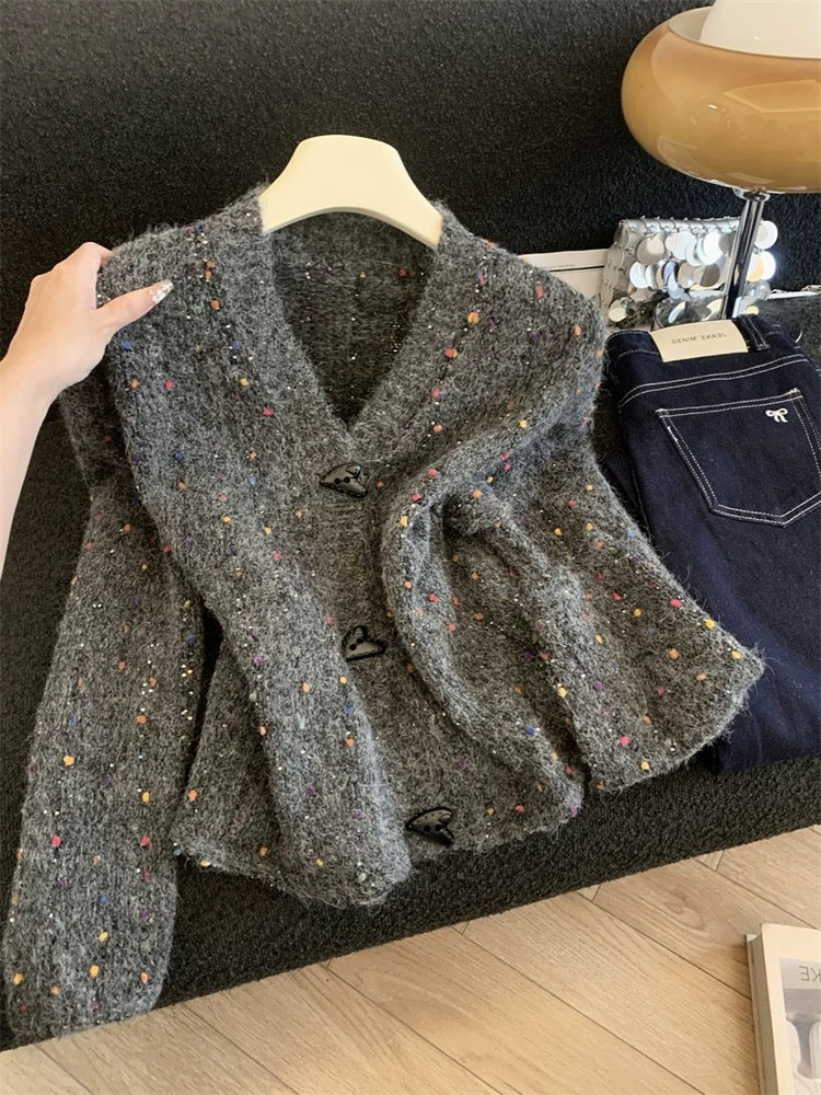 Jade Closet direct store recommendation ~ Medela sweet style thickened fashionable v-neck knitted cardigan sweater for women