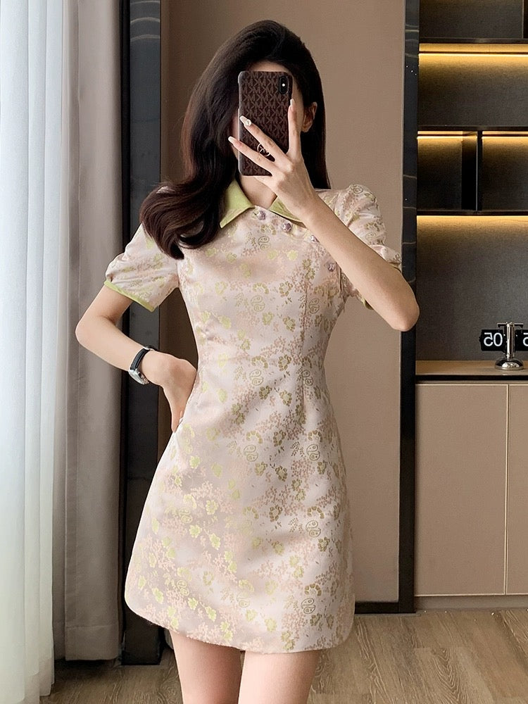 New Chinese embroidered jacquard improved cheongsam dress for women summer new high-end slim slim dress for women