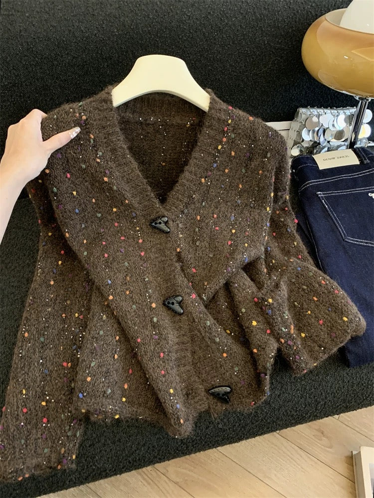 Jade Closet direct store recommendation ~ Medela sweet style thickened fashionable v-neck knitted cardigan sweater for women