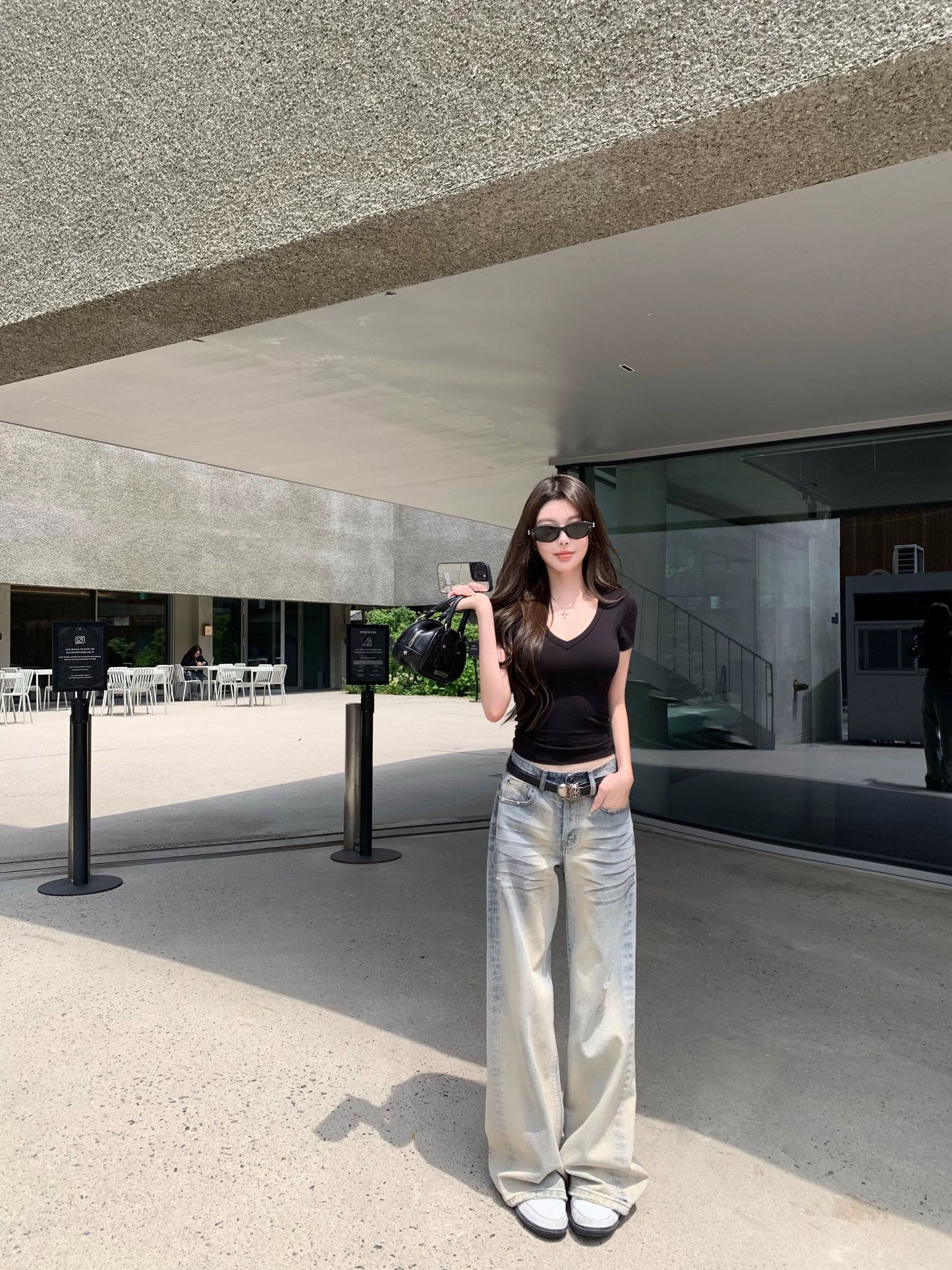 [A small amount of stock] CHICYOU "Improved Dirty Pants" fashionable old-fashioned slim straight jeans