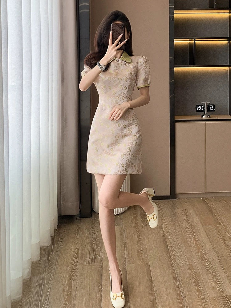 New Chinese embroidered jacquard improved cheongsam dress for women summer new high-end slim slim dress for women