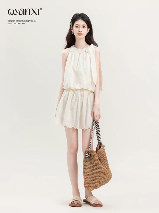 Ouyang Xi's "Almond Camellia" Lazy and Unique Commuting High-End Top Women's Summer Niche Temperament Fashion Suit