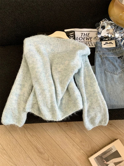 Jade Closet direct store recommendation ~ Medela sweet style fake two-piece contrast color long-sleeved knitted sweater autumn and winter