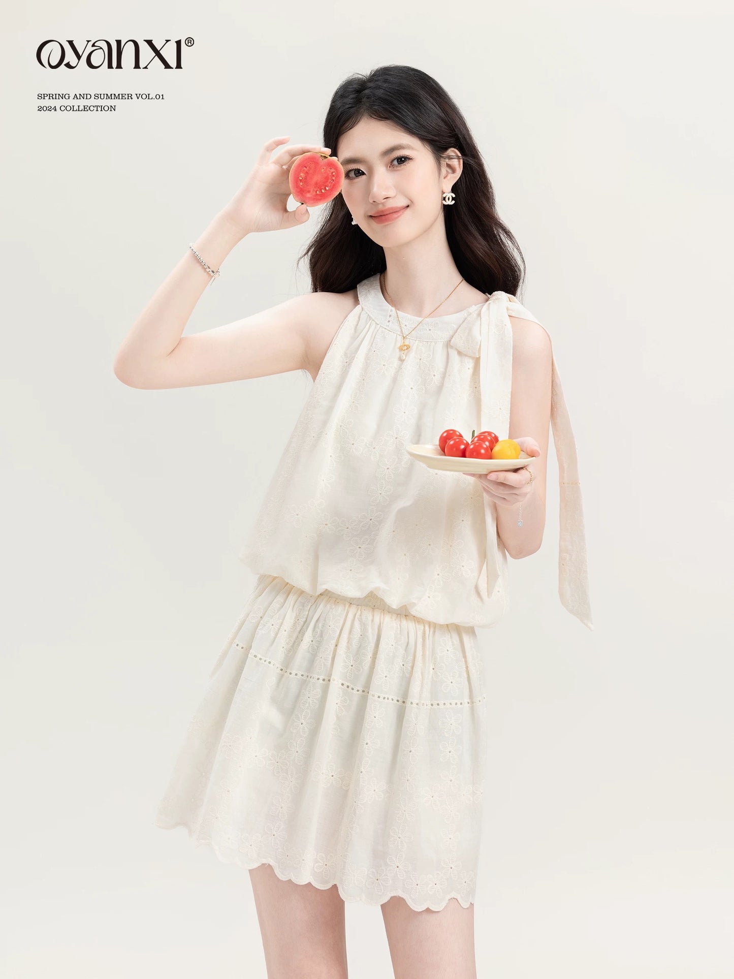 Ouyang Xi's "Almond Camellia" Lazy and Unique Commuting High-End Top Women's Summer Niche Temperament Fashion Suit