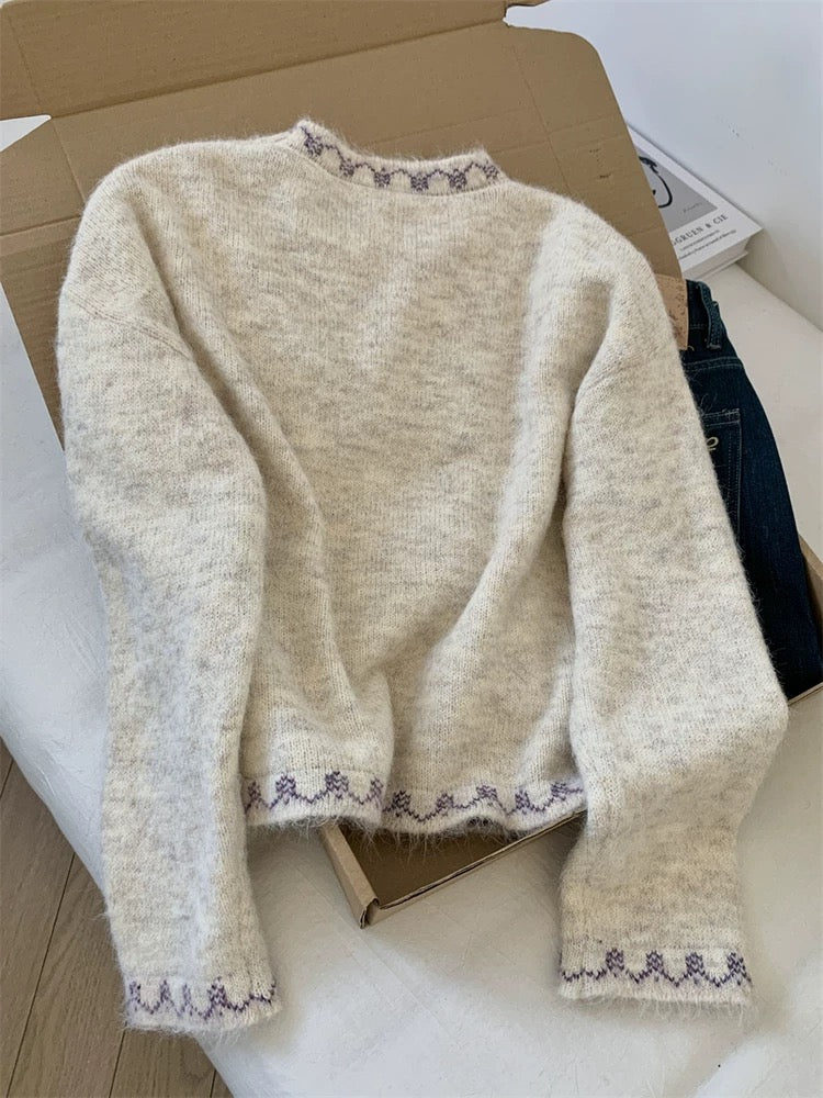 Jade Closet direct store recommendation ~ Medela sweet style bear embroidered pullover knitted sweater for women autumn and winter
