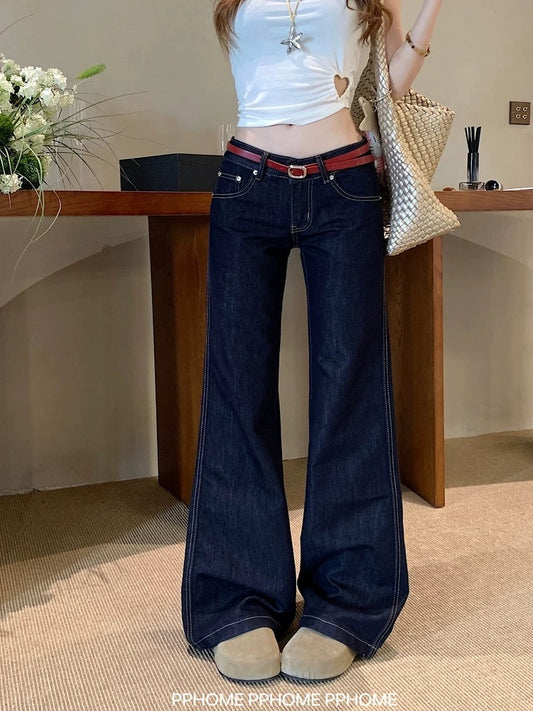 PPHOME homemade ~ supermodel legs vintage original denim low waist non-stick leg flared jeans hot girl wide leg pants
