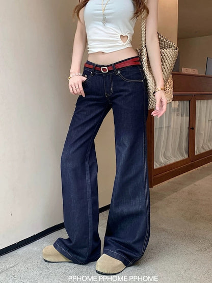 PPHOME homemade ~ supermodel legs vintage original denim low waist non-stick leg flared jeans hot girl wide leg pants
