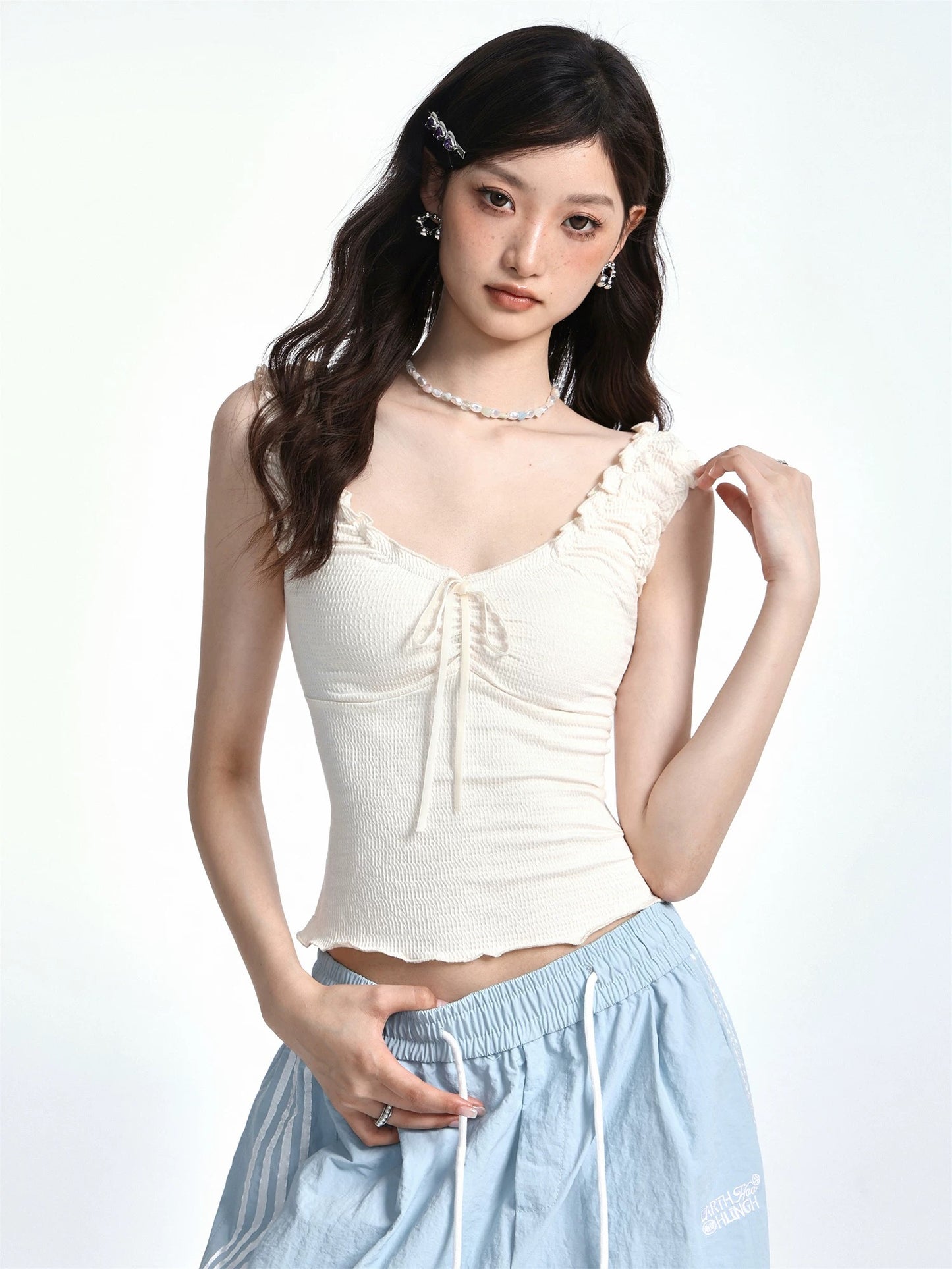 SHIYIYUE new ballet pure desire sweet and spicy slim short sleeveless fungus t-shirt camisole women's top