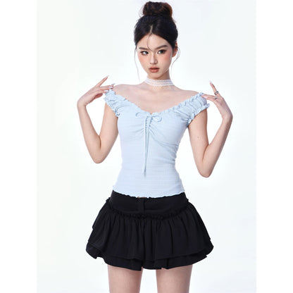 SHIYIYUE new ballet pure desire sweet and spicy slim short sleeveless fungus t-shirt camisole women's top