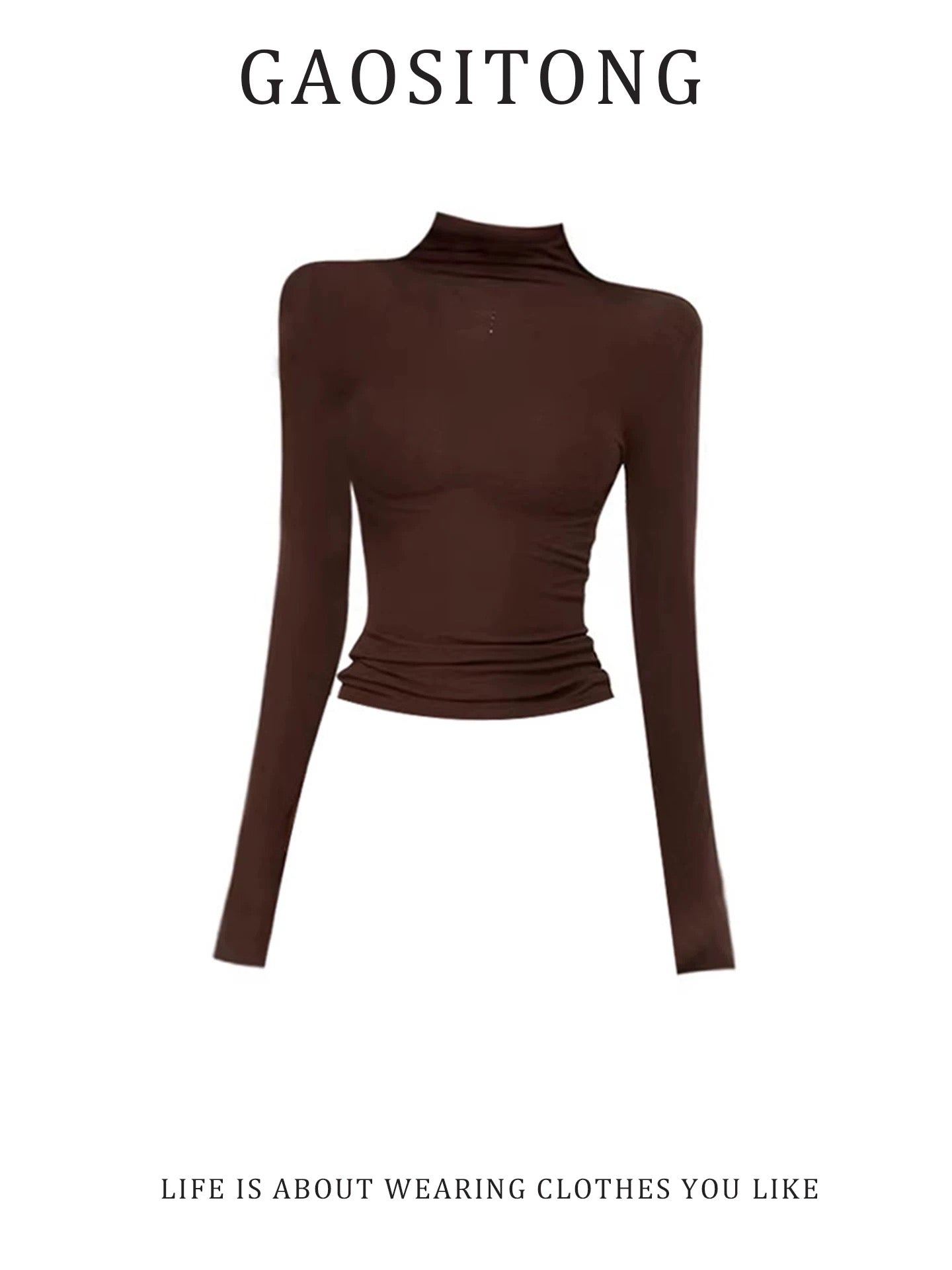 GAOSITONG Pure and Sexy High-Neck Rhinestone Fitted Top for Women, Winter 2026 Retro Furry Skirt Set