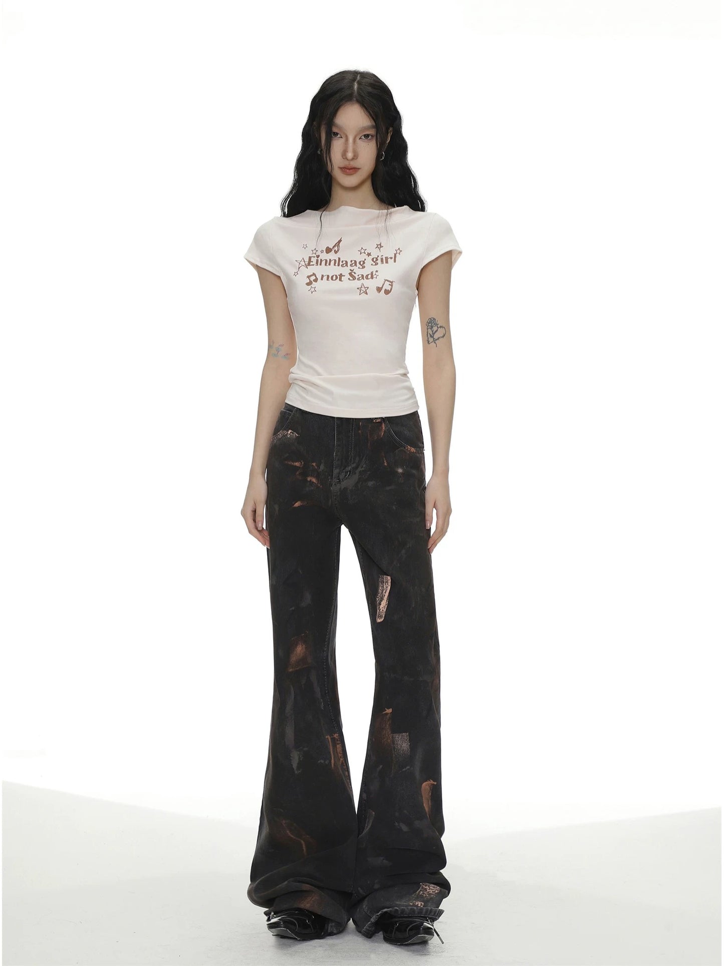 [Designer Style] American Hot Girl Lettering Printed Short-Sleeved T-Shirt for Women Summer Slim-fitting Bottoming Short Top