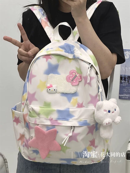 Original Y2k star versatile backpack high school girl girl backpack dopamine cute sweet girl school bag large capacity