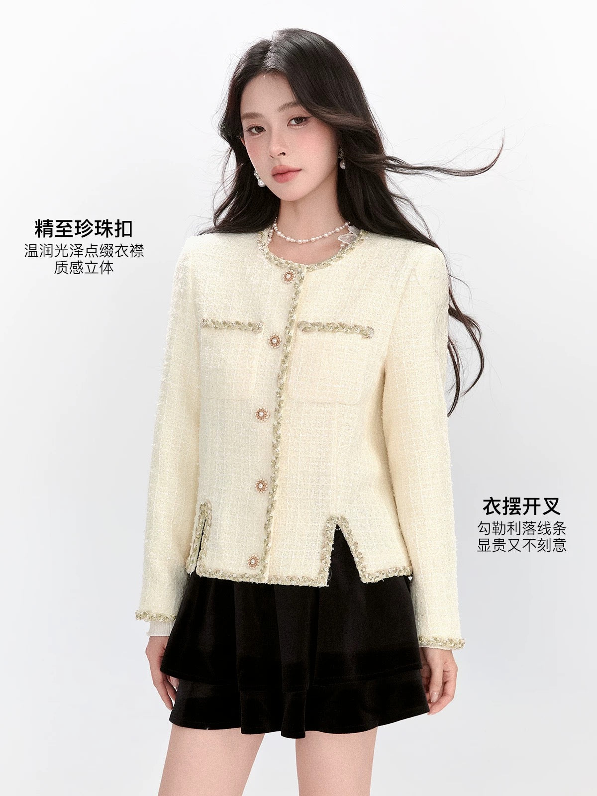 FanTu French-style short cardigan for women, new autumn 2025, petite style, long-sleeved and chic.