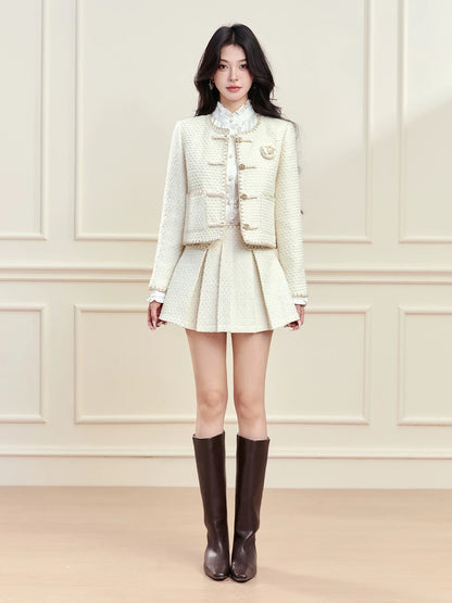 FanTu French-style light luxury-inspired two-piece suit for women, 2025 autumn new style, Chinese style, elegant wool two-piece set.