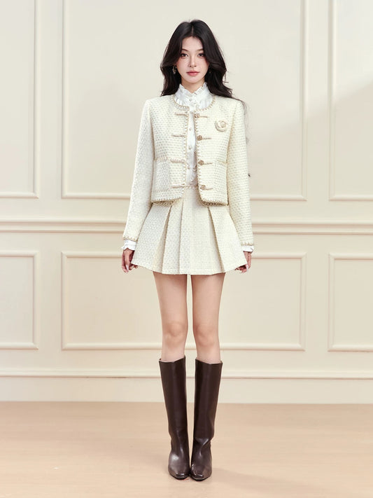 FanTu French-style light luxury-inspired two-piece suit for women, 2025 autumn new style, Chinese style, elegant wool two-piece set.