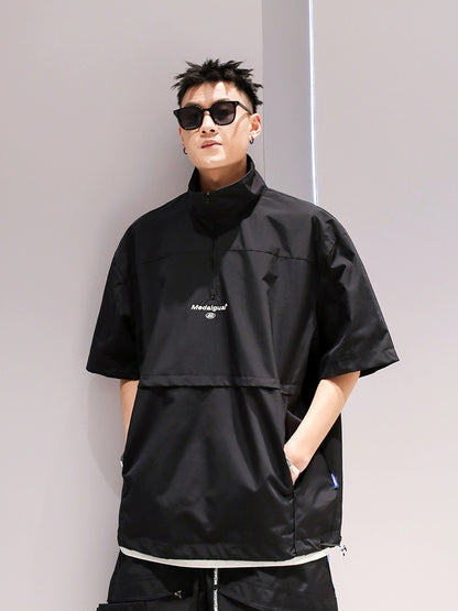 Summer boys' national trend embroidered cool workwear casual suit loose quick-drying T-shirt shorts sportswear two-piece set