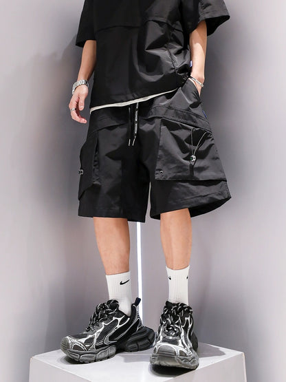 Summer boys' national trend embroidered cool workwear casual suit loose quick-drying T-shirt shorts sportswear two-piece set