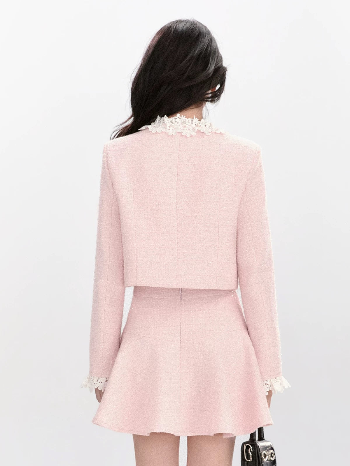 FanTu French-style Pink Two-Piece Suit Skirt Set for Women, Autumn 2025 - Sweet and Elegant Two-Piece Set (Top and Skirt)