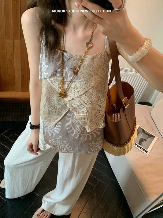 MUKOK designer custom fabric cashew flower pangu line heavy layered fun niche suit