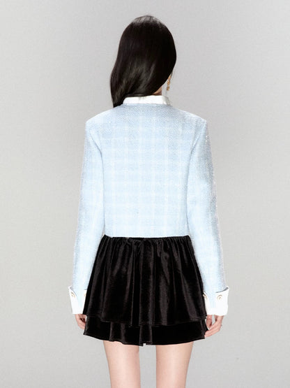 FanTu Blue French Bow  Style Jacket Women's Autumn 2025 New Style Petite Gentle and Elegant Top
