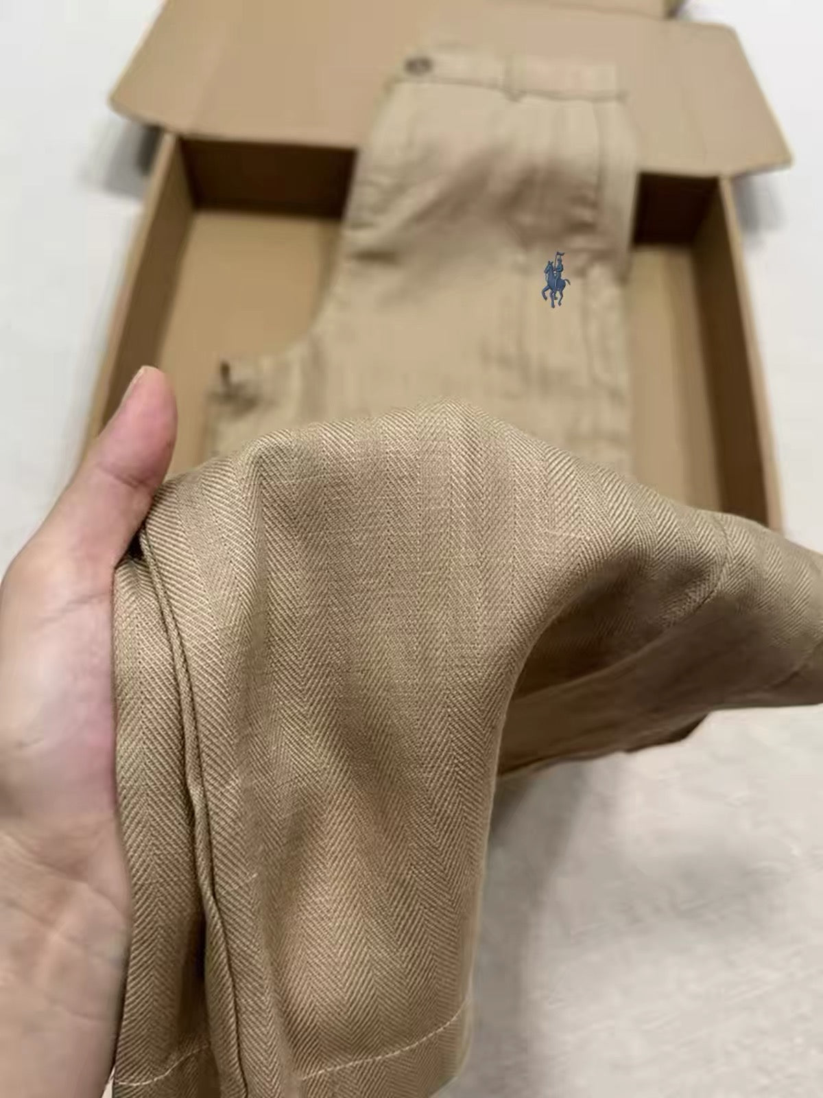Women's "Old Money" Style Khaki High-Waisted Cotton-Linen Trousers – Lightweight Summer Straight-Leg Pants with Small Horse Embroidery