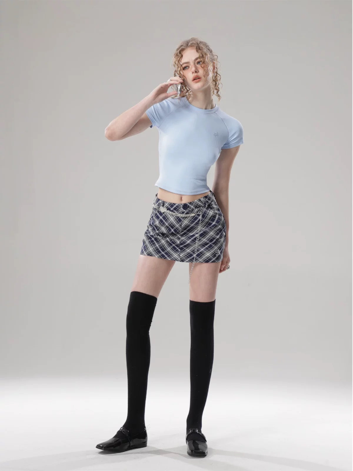 SHIYIYUE homemade American retro short-sleeved t-shirt for women 2025 summer new hot girl slim shoulder short top