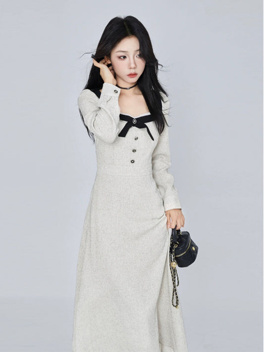 A little wild berry, French style fragrance design, niche waist slimming, chic and age-reducing long-sleeved dress for women
