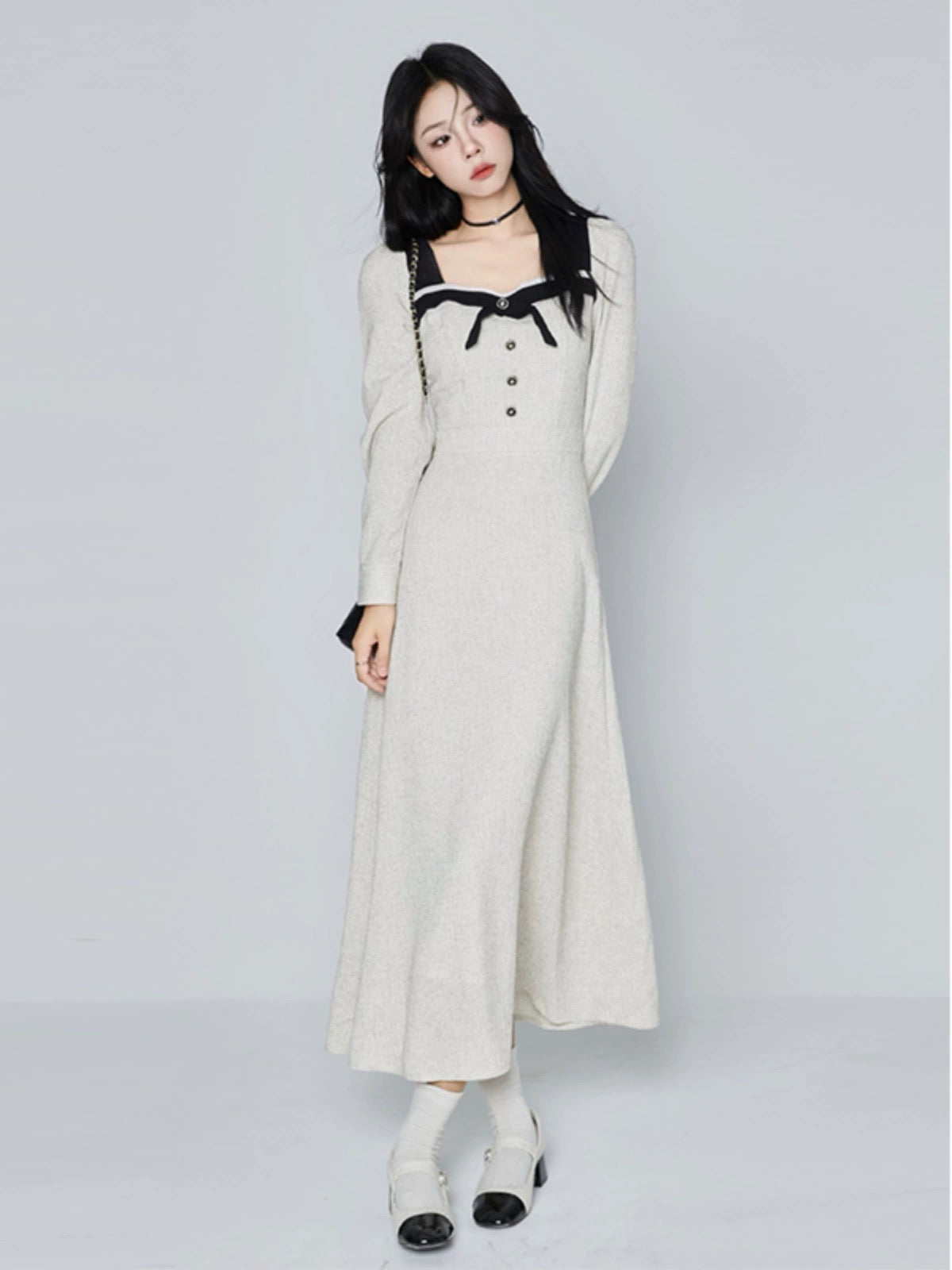 A little wild berry, French style fragrance design, niche waist slimming, chic and age-reducing long-sleeved dress for women