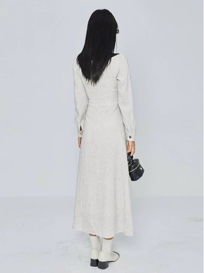 A little wild berry, French style fragrance design, niche waist slimming, chic and age-reducing long-sleeved dress for women