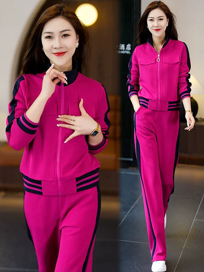 2024 new casual sports suit for women spring and autumn cardigan sweatshirt jacket trousers running suit two-piece trendy set