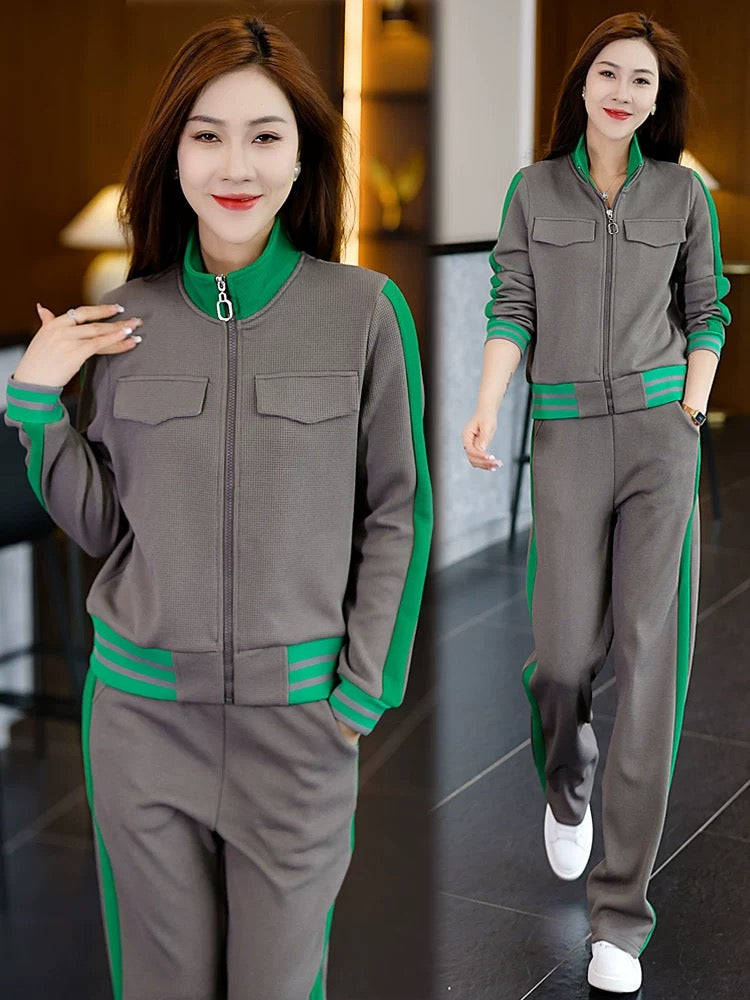 2024 new casual sports suit for women spring and autumn cardigan sweatshirt jacket trousers running suit two-piece trendy set