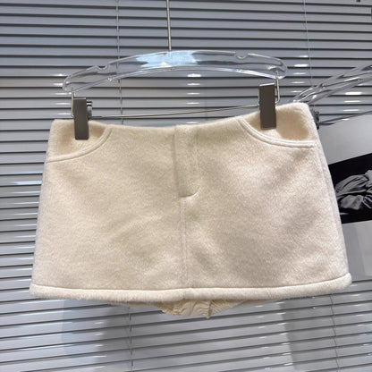 Popular online style, 2025 winter new fashionable low-waisted brushed wool anti-exposure short skirt, bodycon skirt, midi skirt